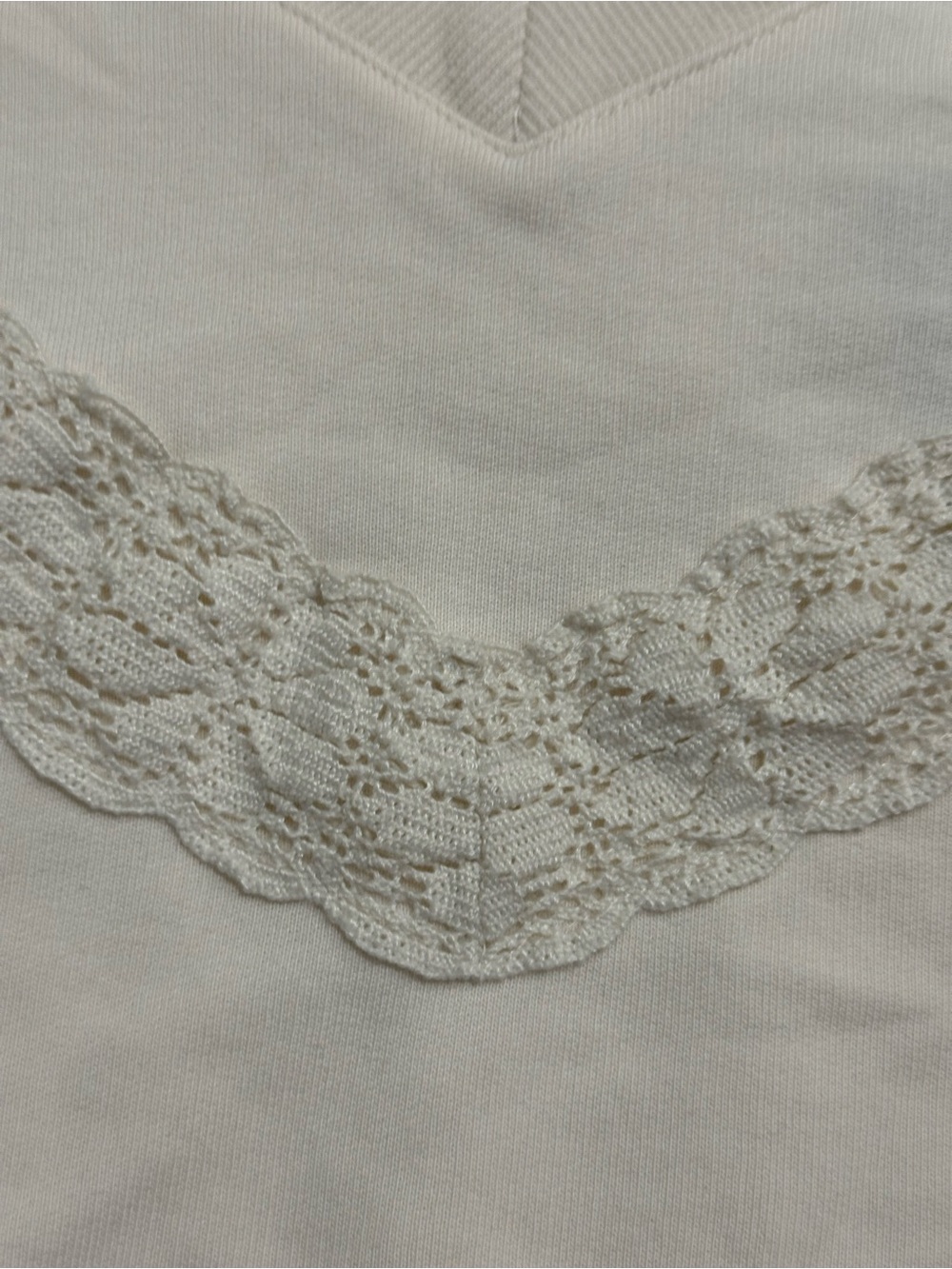 JoyLab Cream V-Neck Lace-Trim Pullover Sweater - Picture 4 of 6